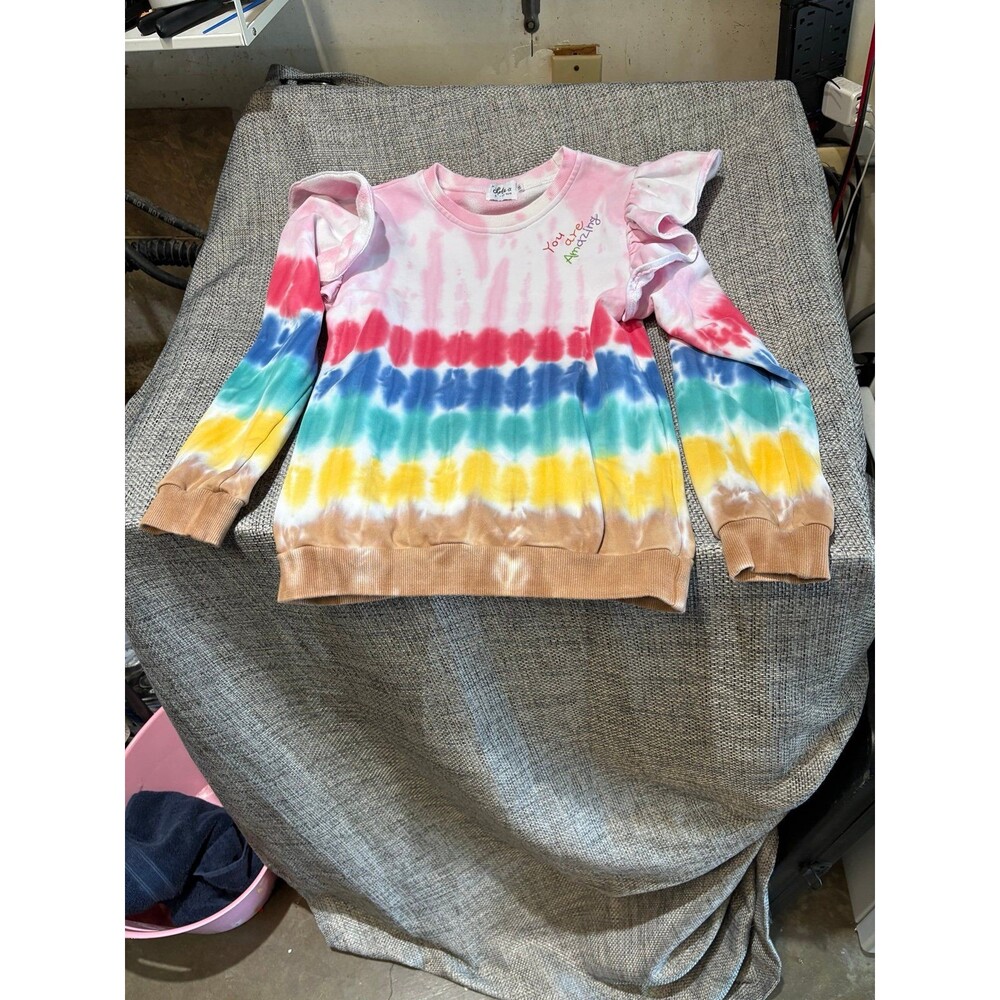 Lola + The Boys. Girls Tie Dye "You Are Amazing" Sweatshirt.